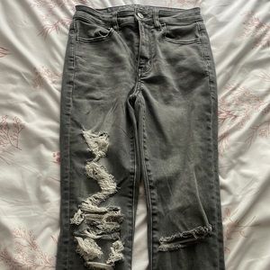 Grey Ripped American Eagle Skinny Jeans